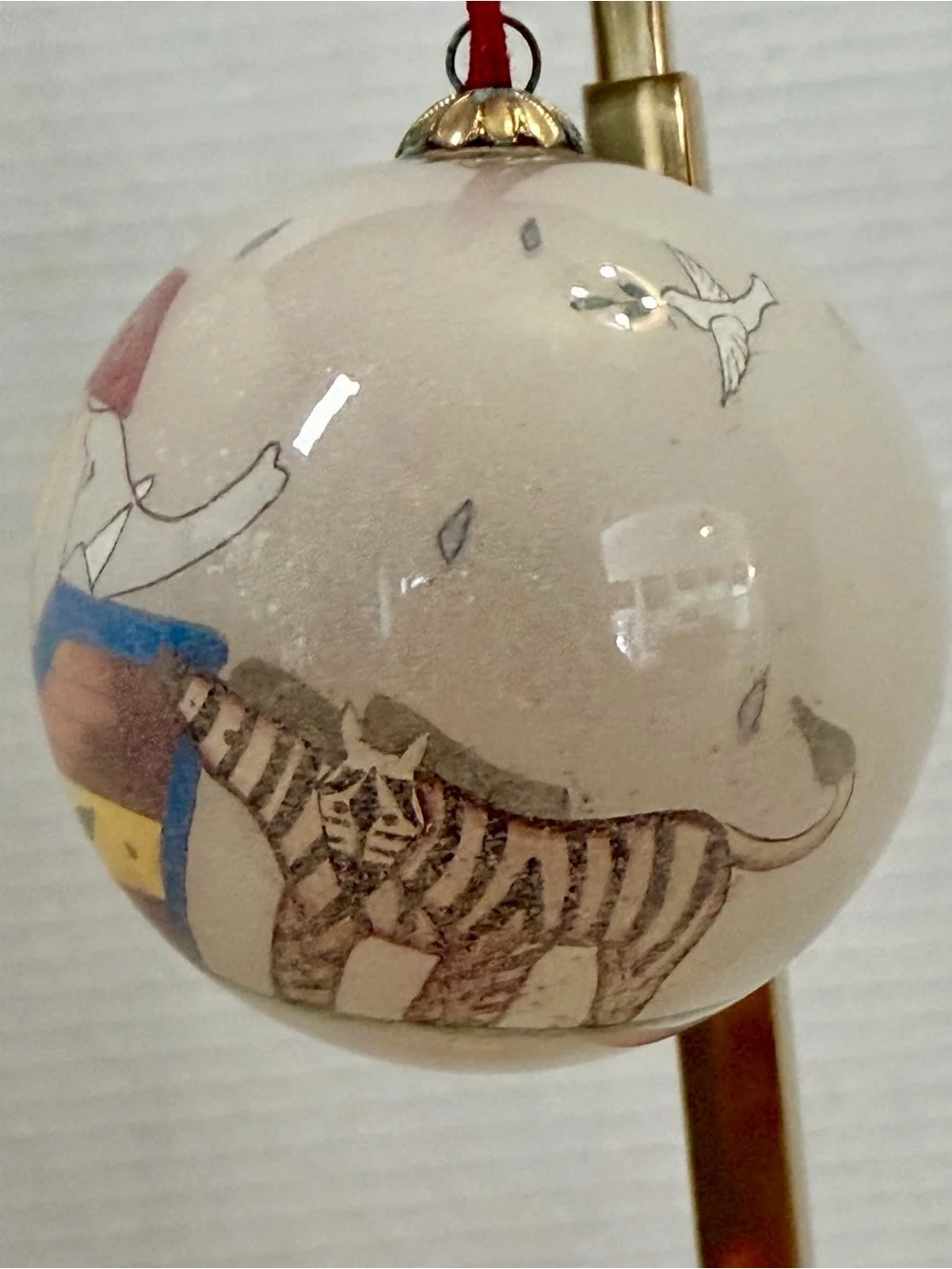 Vintage Hand Painted Glass Ornament Noah’s Ark